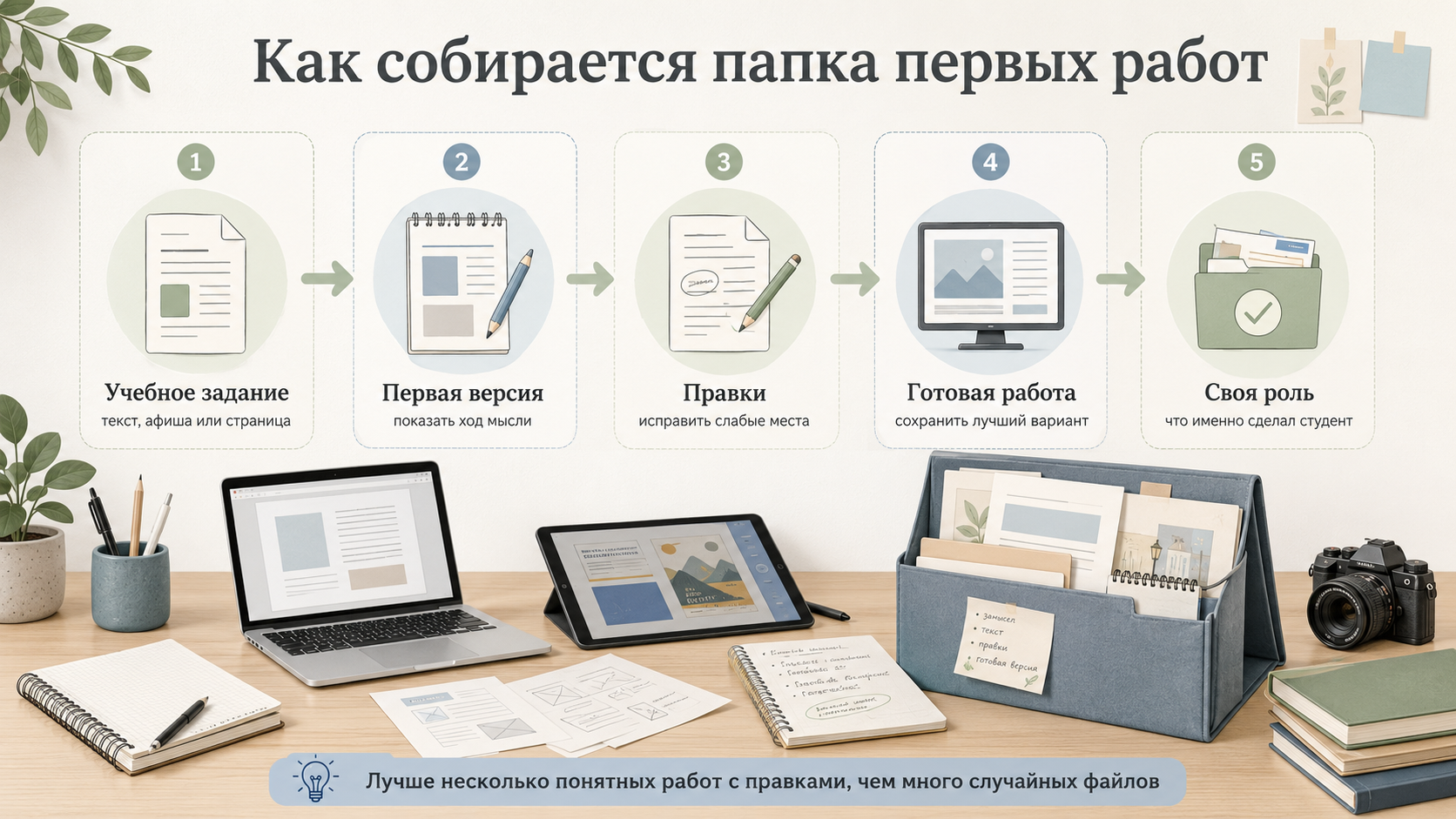 Как собрать первые работы во время учёбы
